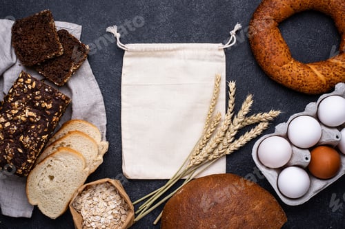 Preview: Baking concept with bread and flour