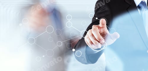 Preview: Hand Drawing Blank Flow Chart On New Modern Computer As Concept