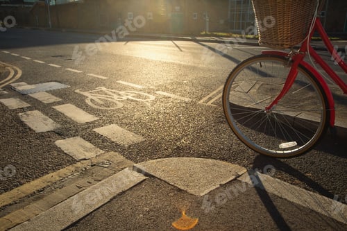 Preview: Road with cycle path and bicycle