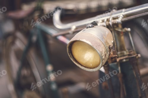 Preview: Close up headlight of old vintage bicycle