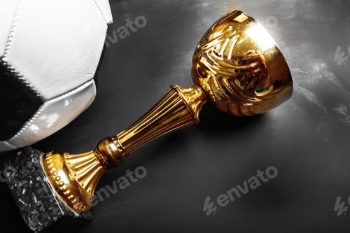 Preview: Trophy cup and soccer ball