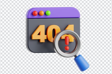 Preview: 3D Web Error 404 Icon with Magnifying Glass