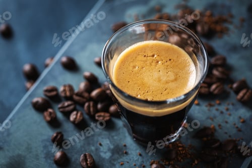 Preview: Fresh espresso served in cup on table