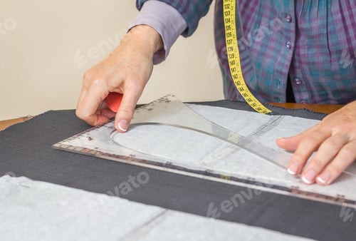 Preview: Dressmaker design tailor pattern on the table
