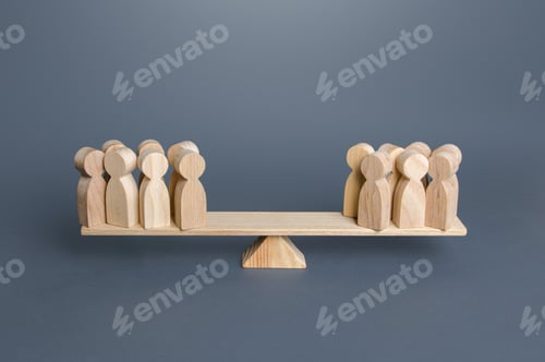 Preview: People are in opposite positions on scales.