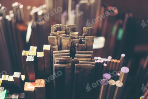 Preview: Stack of steel pipes in metal factory shop