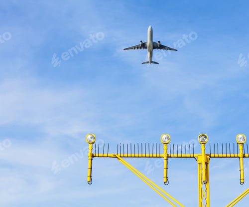 Preview: Airport approach landing direction light with airplane