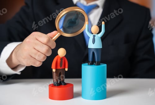 Preview: The businessman evaluates the success of employees in competition.