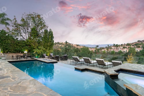 Preview: Swimming pool on a patio with a stunning sky backdrop