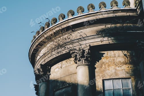 Preview: Low angle shot of an old historical building with the morning sunlight