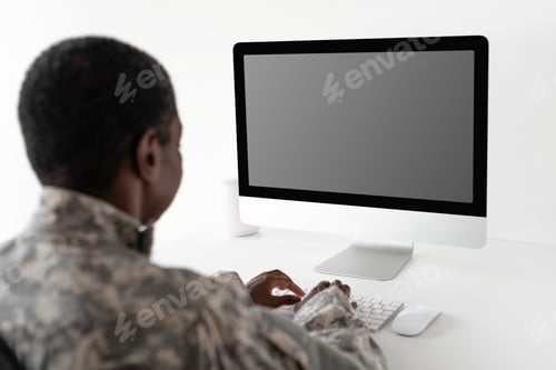 Preview: Military officer using computer desktop