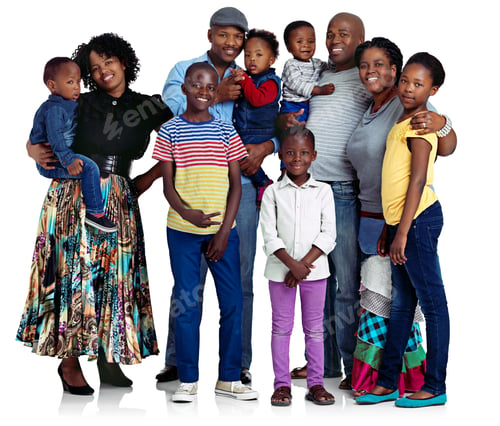 Preview: Family is what its all about. Studio shot of a large african family isolated on white.