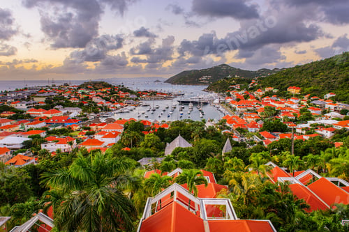 Preview: Gustavia, Saint Bart's skyline and harbor in the Caribbean
