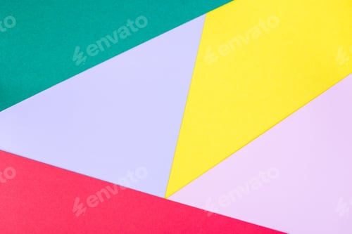 Preview: Abstract background, geometrical pattern from green, violet, pink, red and yellow paper
