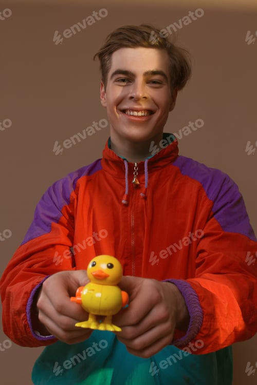 Preview: Cute Guy In Hipster Clothes 90S Posing In Studio
