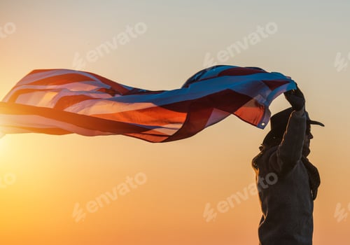 Preview: Patriot Cowboy with Flag