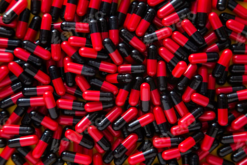 Preview: Red and black pills forming a textured background