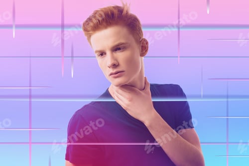 Preview: Wrong Decision. Young Attractive Guy Touching Neck And Looking Aside