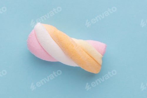 Preview: Colorful marshmallows on pastel background.