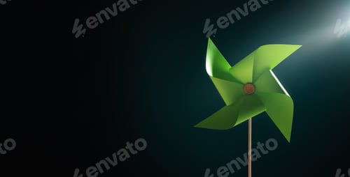 Preview: ESG and Clean Energy Concept. Close-up of Wind Turbine Paper. Decrease Carbon