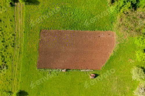 Preview: Aerial view of a plowed agricultural field