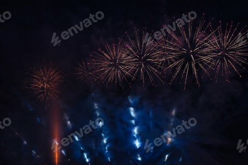 Preview: Holiday fireworks backgrounds with sparks, colored stars and bright