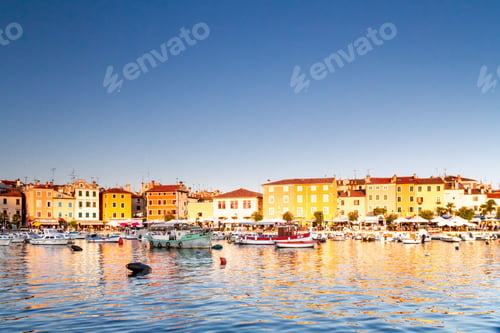 Preview: Rovinj old town with historical buildings and sailing boats on the shore, Croatia