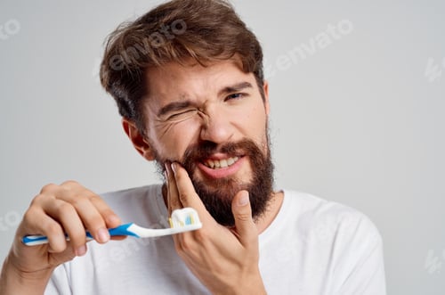 Preview: man hygiene toothpaste morning isolated background