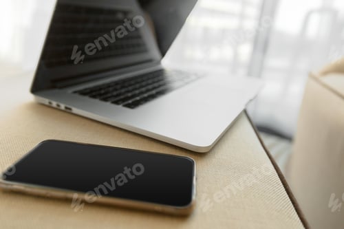 Preview: Working place. Laptop, notebook