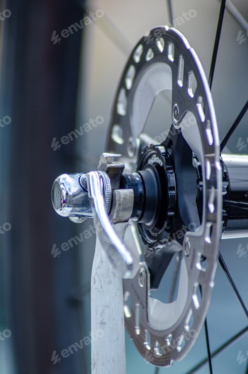 Preview: disc brakes of a road racing bicycle. Cycling concept