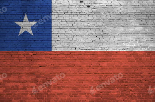Preview: Chile flag depicted in paint colors on old brick wall close up