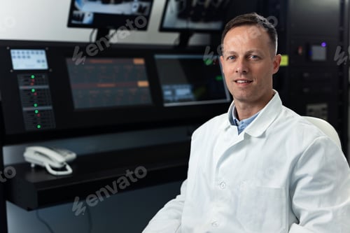 Preview: Smiling doctor hyperbaric oxygen therapy process and looking at camera.