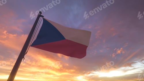 Preview: Flag Waving During Golden Hour in Cloudy Sky