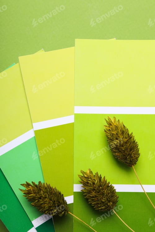 Preview: Concept of colors for design, color palettes, top view