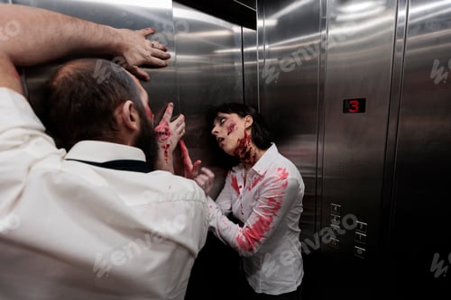 Preview: Scary evil zombies crawling on elevator walls
