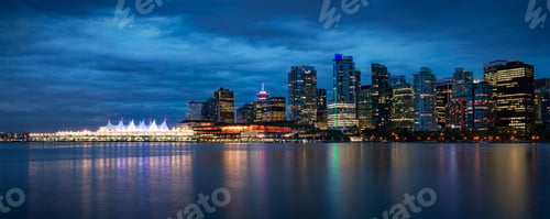 Preview: Downtown Vancouver Urban City Skyline at Night.