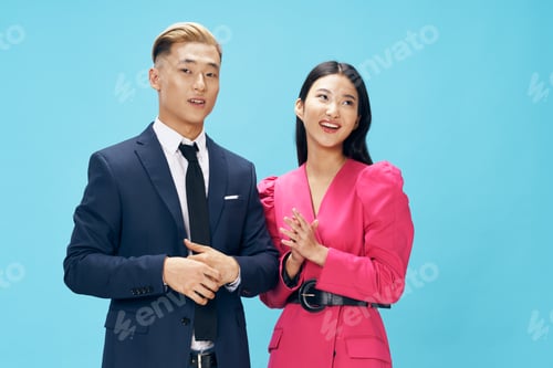 Preview: Business people in suits at work employees man and woman