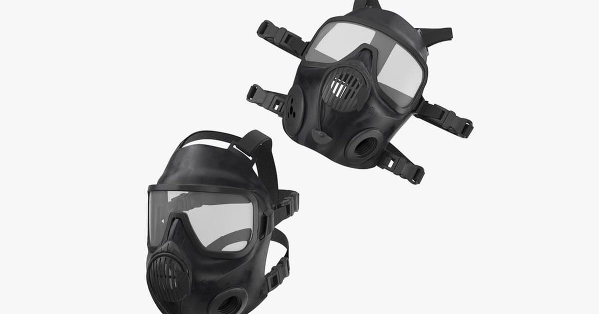 Riot Control Gas Mask Poses 3D, Incl. control & gas mask - Envato