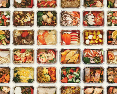 Preview: Seamless set of take away food boxes at white background