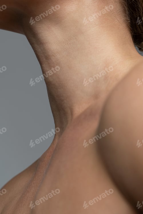 Preview: Closeup of female neck with a soft skin