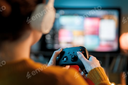 Preview: woman is playing video game