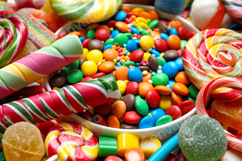 Preview: Many different yummy candies as background, closeup