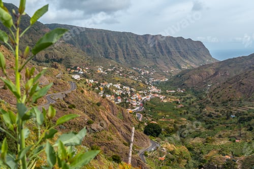 Preview: Views from the mirador in the village of Hermigua in the north of La Gomera, Canary Islands