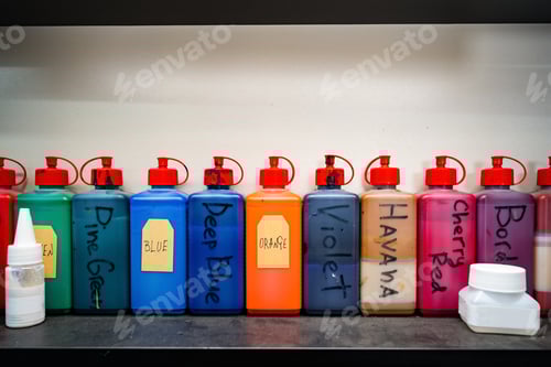 Preview: Plastic bottles with car cleaning chemical bottles in car service