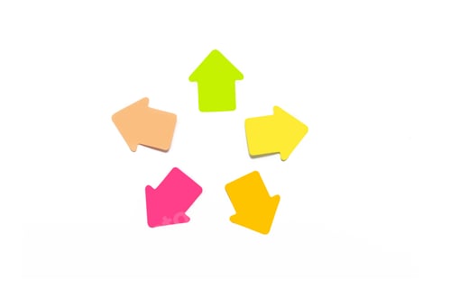 Preview: Paper stickers in the form of arrows multi-colored on a white background