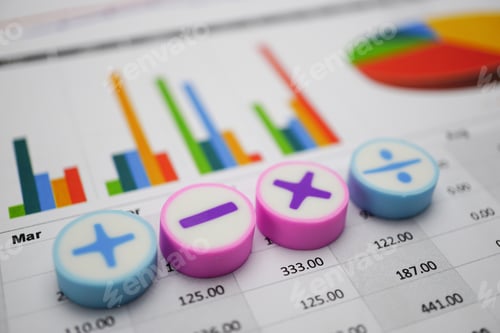 Preview: Math Symbols Charts Graphs spreadsheet. Finance Banking