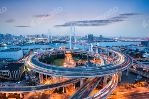 Preview: shanghai nanpu bridge at dusk