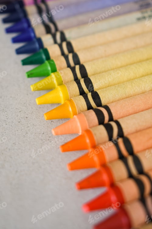 Preview: rainbow crayons close up