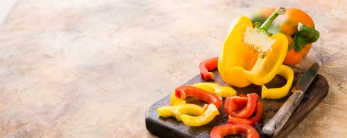 Preview: Fresh picked red, yellow and green bell pepper