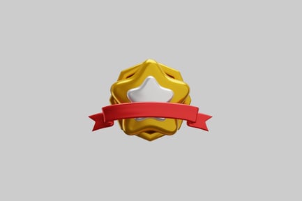 Preview: Gold star badge with ribbon